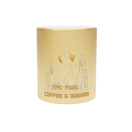 New York: NYC Fuel: Coffee & Dreams Metallic Mug (Silver\Gold), Joyous Life Journals