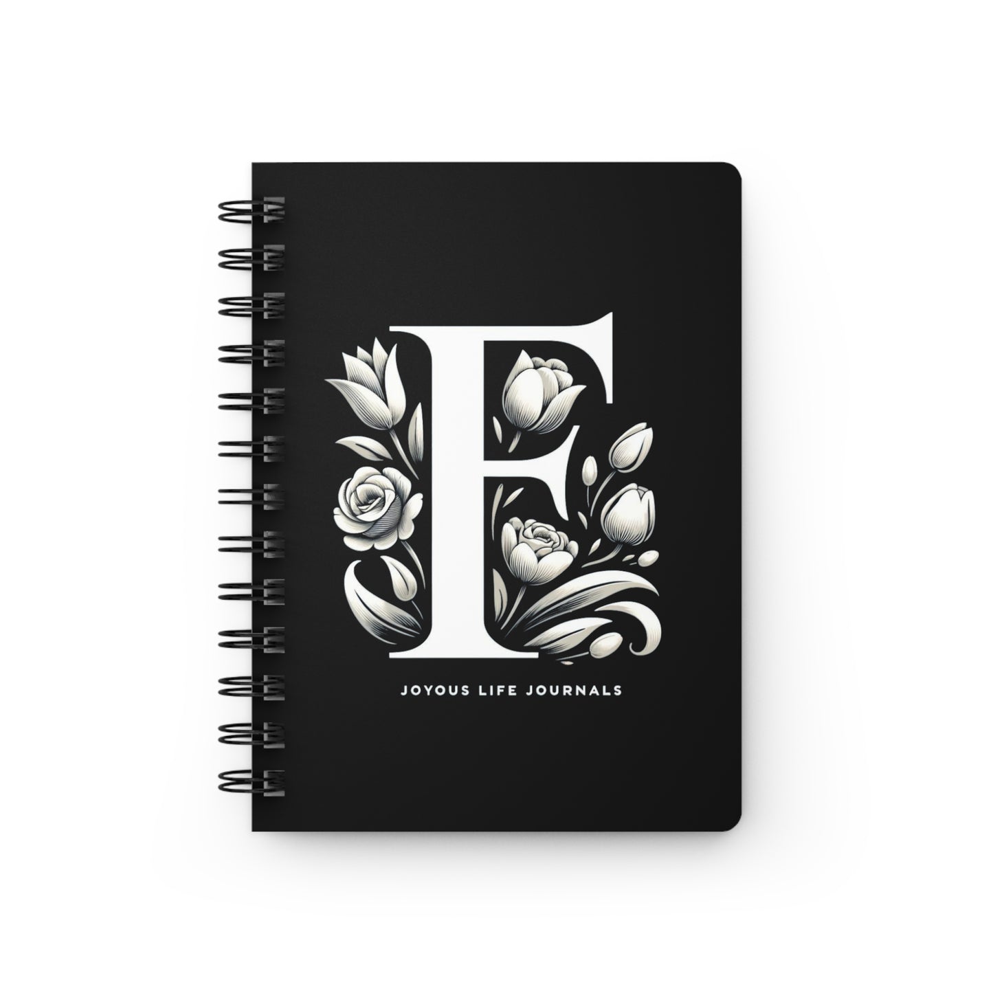 Floral Flourish: 'F' Monogram Spiral Journal, Joyous Life Journals