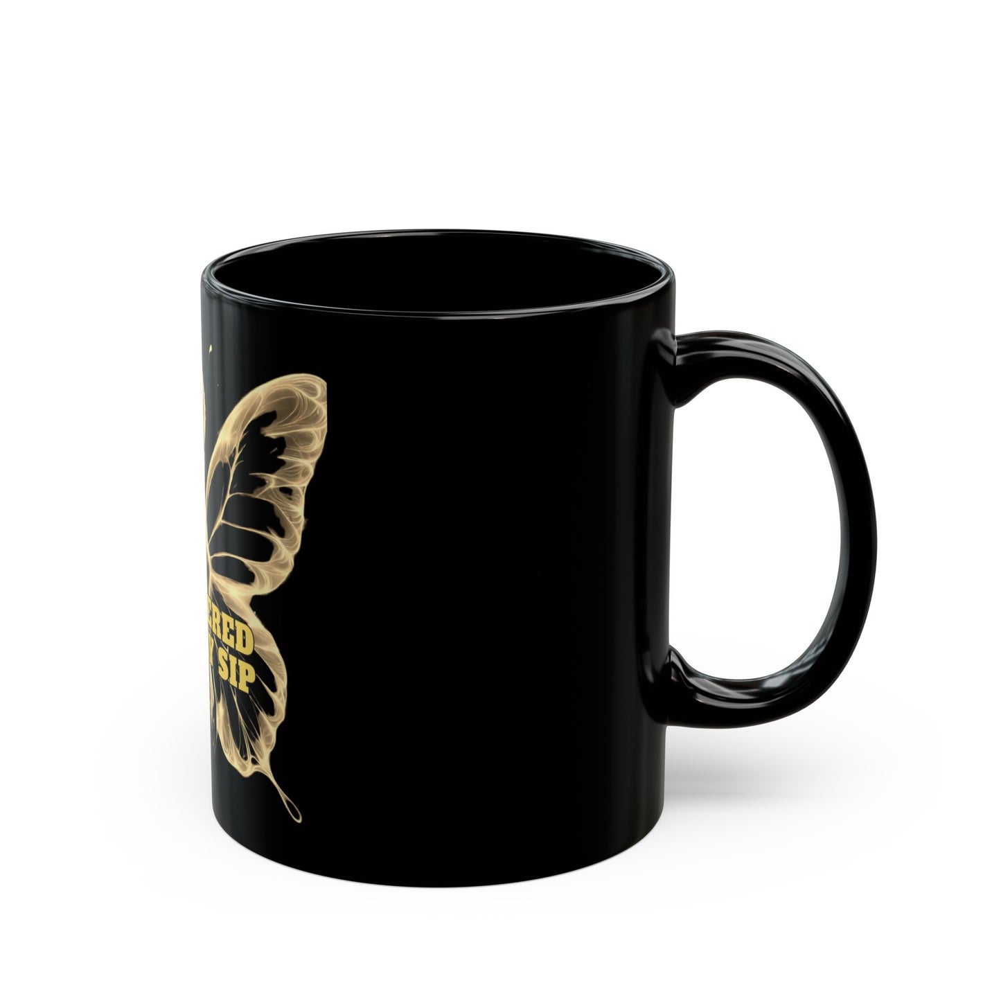 Black Ceramic Mug: Empowered in Every Sip, Joyous Life Journals