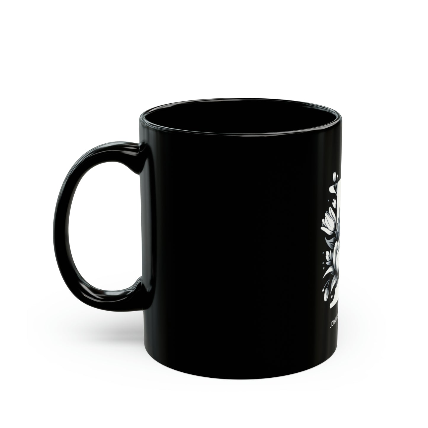 Espresso Elegance: Classic 'E' Black Coffee Mug, Joyous Life Journals