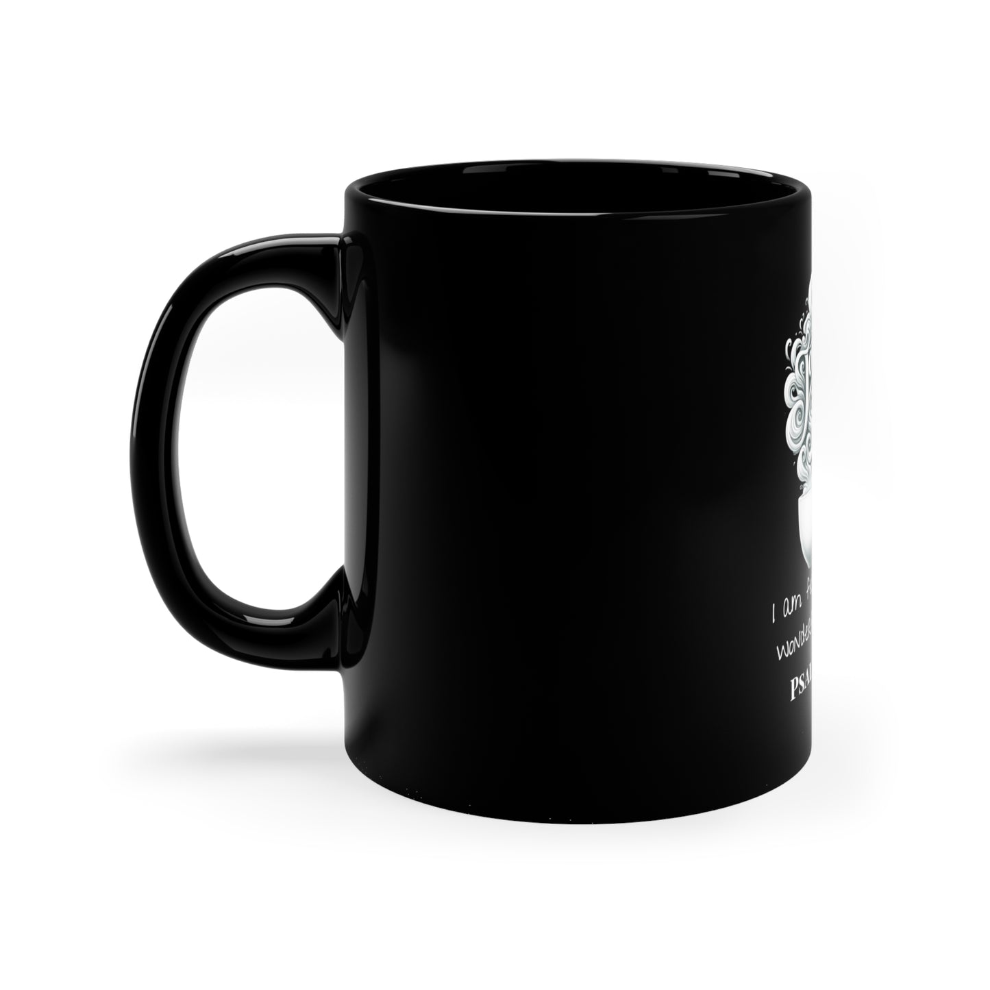 Psalm 139:14 Wonderfully Made Mug: Embrace Your Uniqueness, 11oz Black Ceramic, Joyous Life Journals