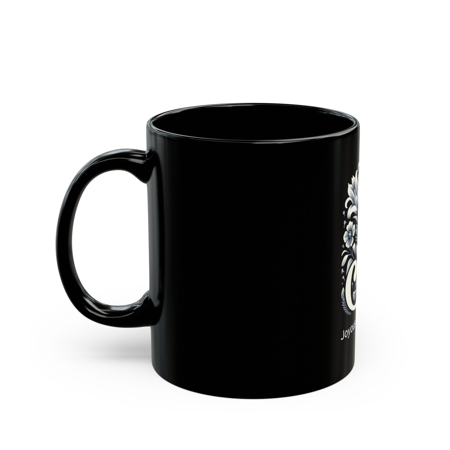 Java Joy: Classic 'J' Black Coffee Mug, Joyous Life Journals