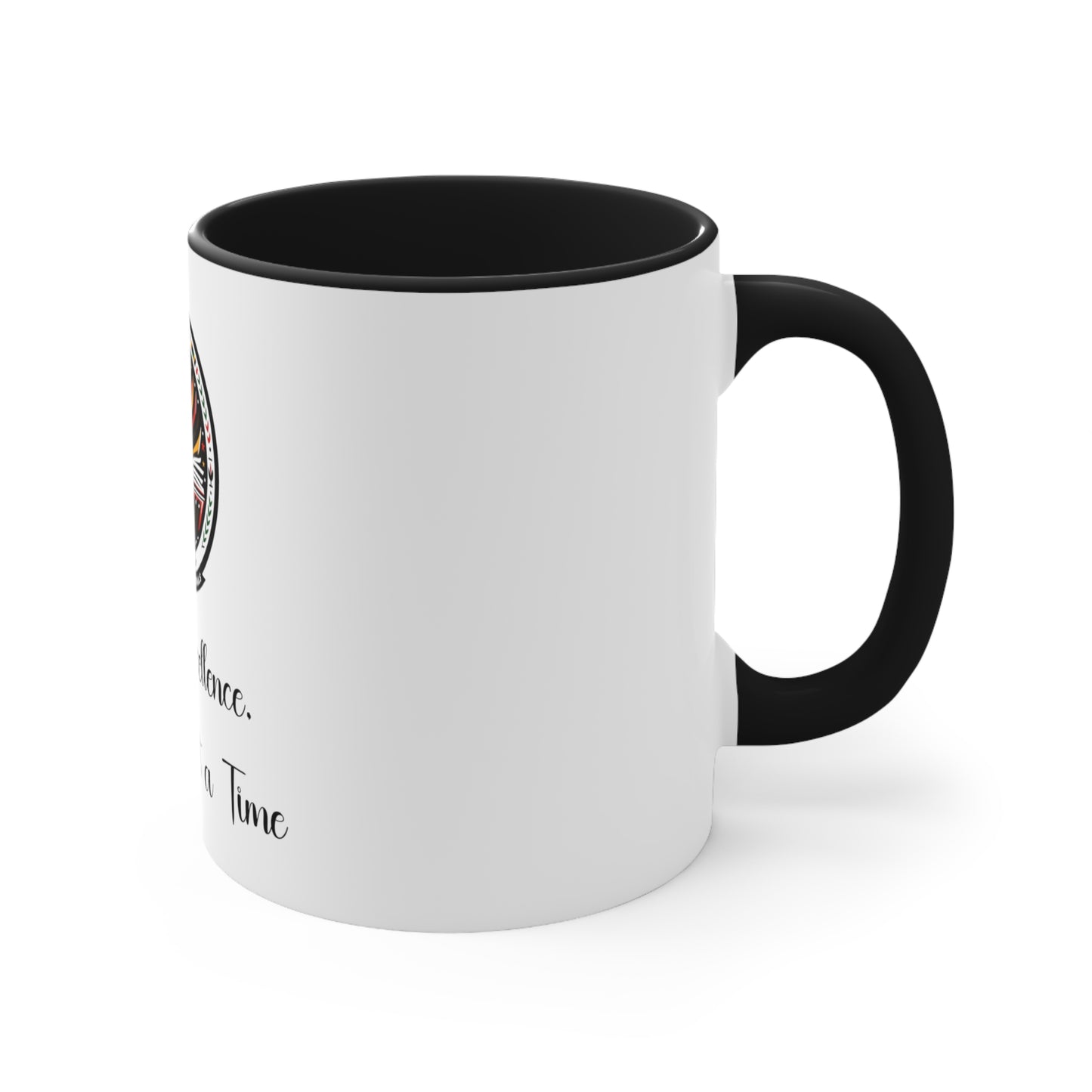 Black Excellence, One Sip at a Time, Two-Tone Accent Coffee Mug, 11oz, Joyous Life Journals