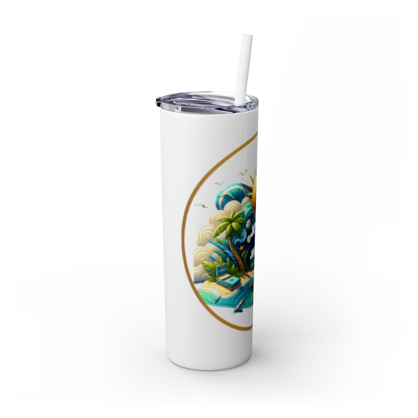 Ocean Bliss Skinny Tumbler with Straw, 20oz, Joyous Life Journals