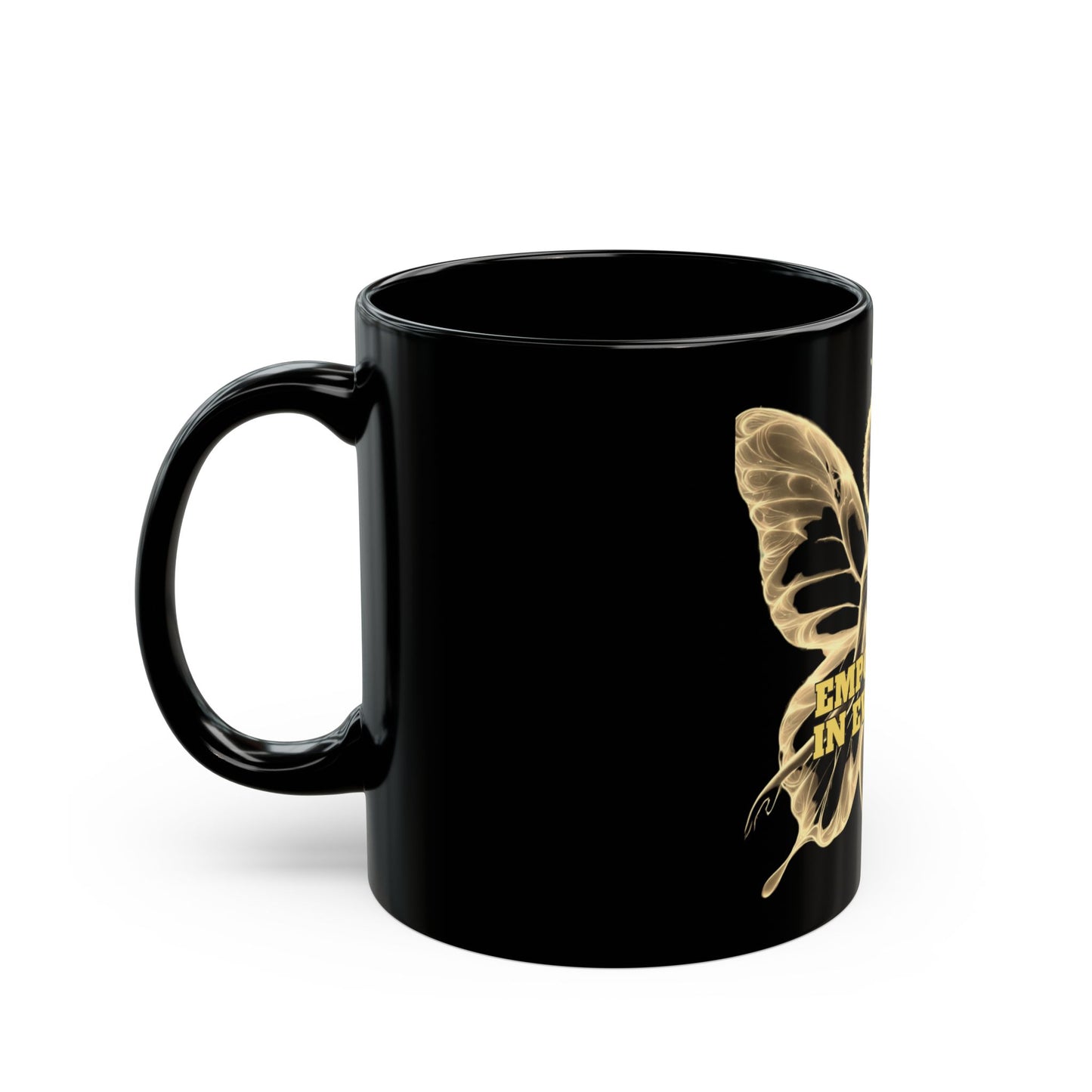 Black Ceramic Mug: Empowered in Every Sip, Joyous Life Journals