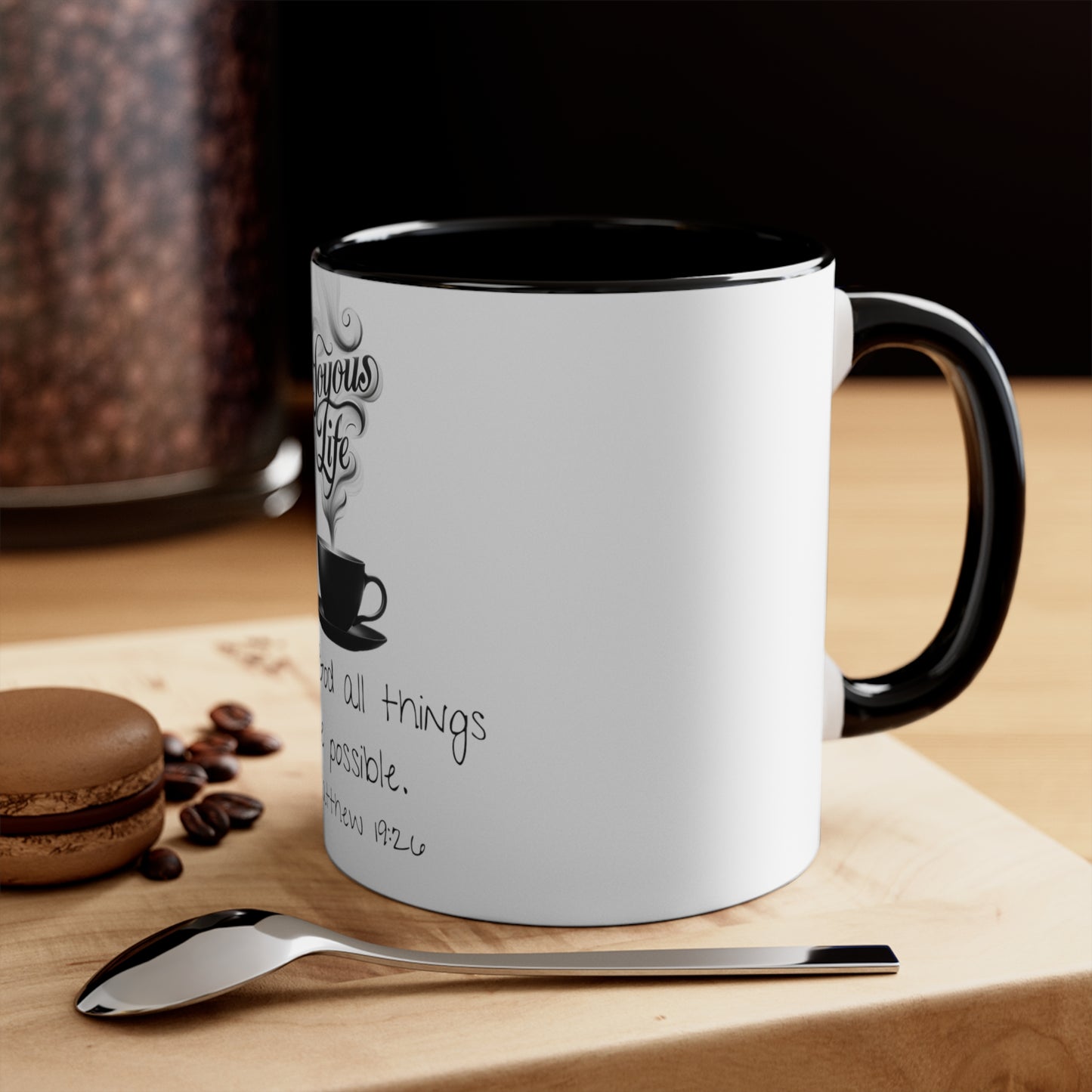 Divine Inspirations: Matthew 19:26 Accent Coffee Mug, Joyous Life Journals