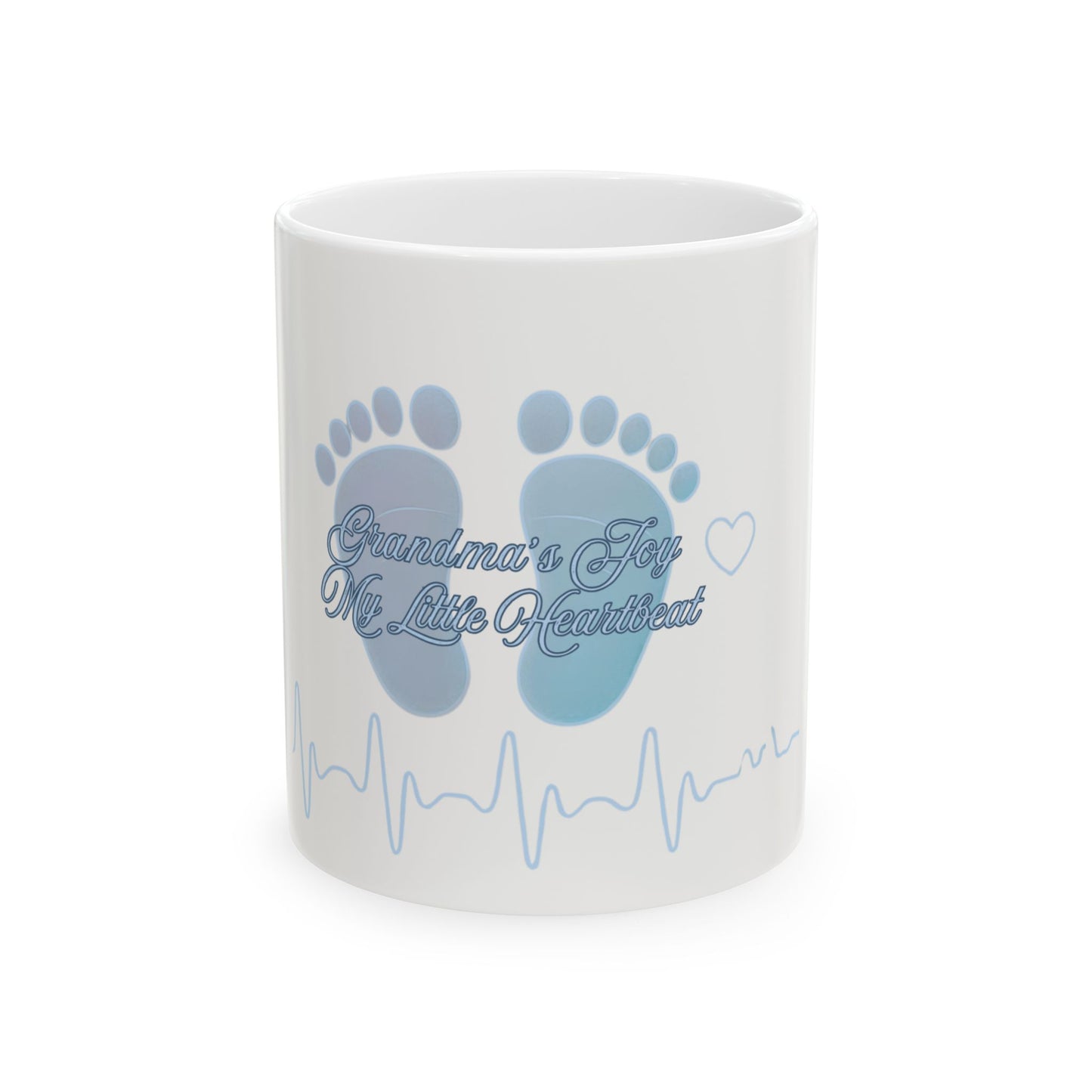 Mug - Grandma's Joy My Little Heartbeat Blue Ceramic 11oz/15oz