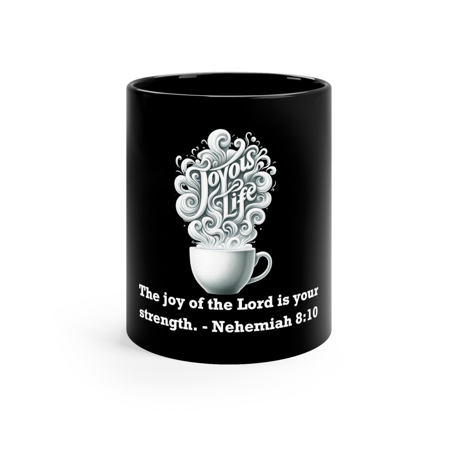 Nehemiah 8:10 Joy Mug: Strength in Joy, 11oz Black Ceramic, Joyous Life Journals