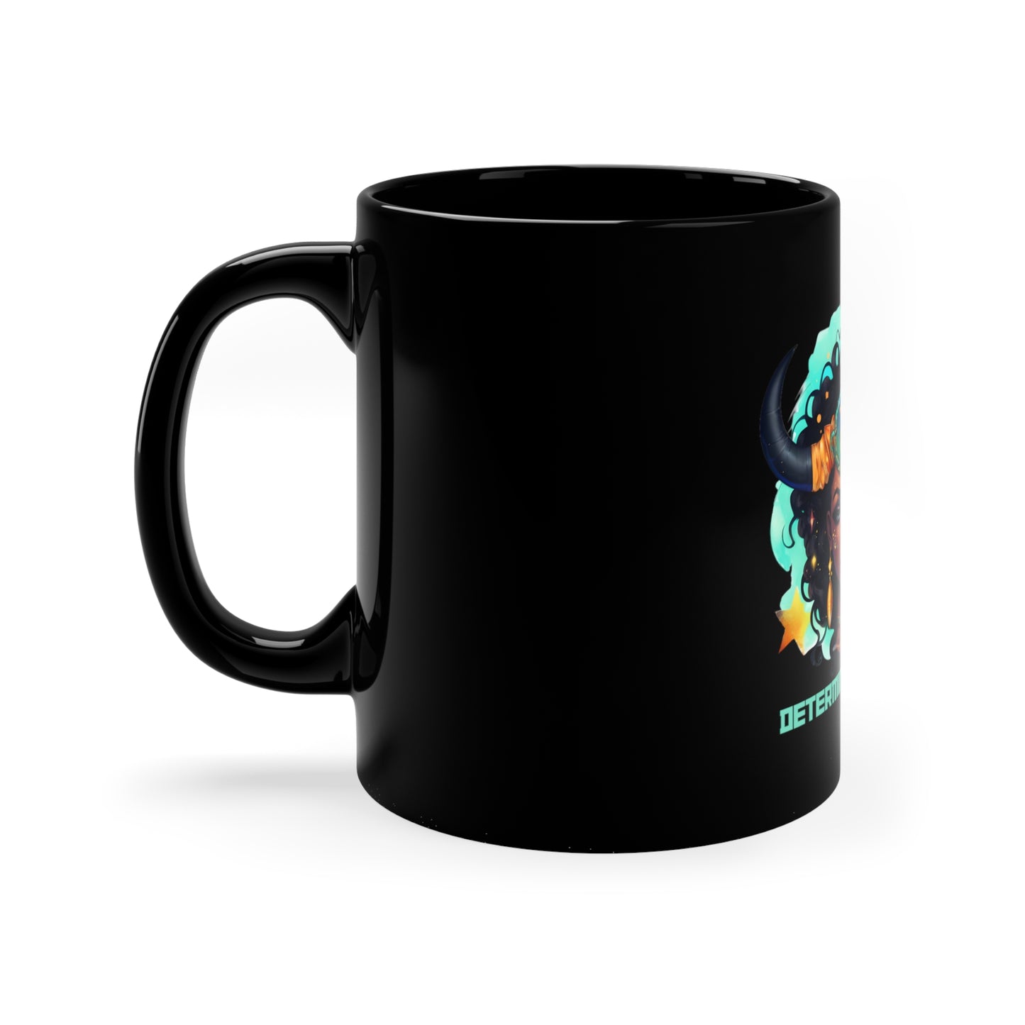 Determined Taurus, Joyous Life Journals, 11oz Black Coffee Mug