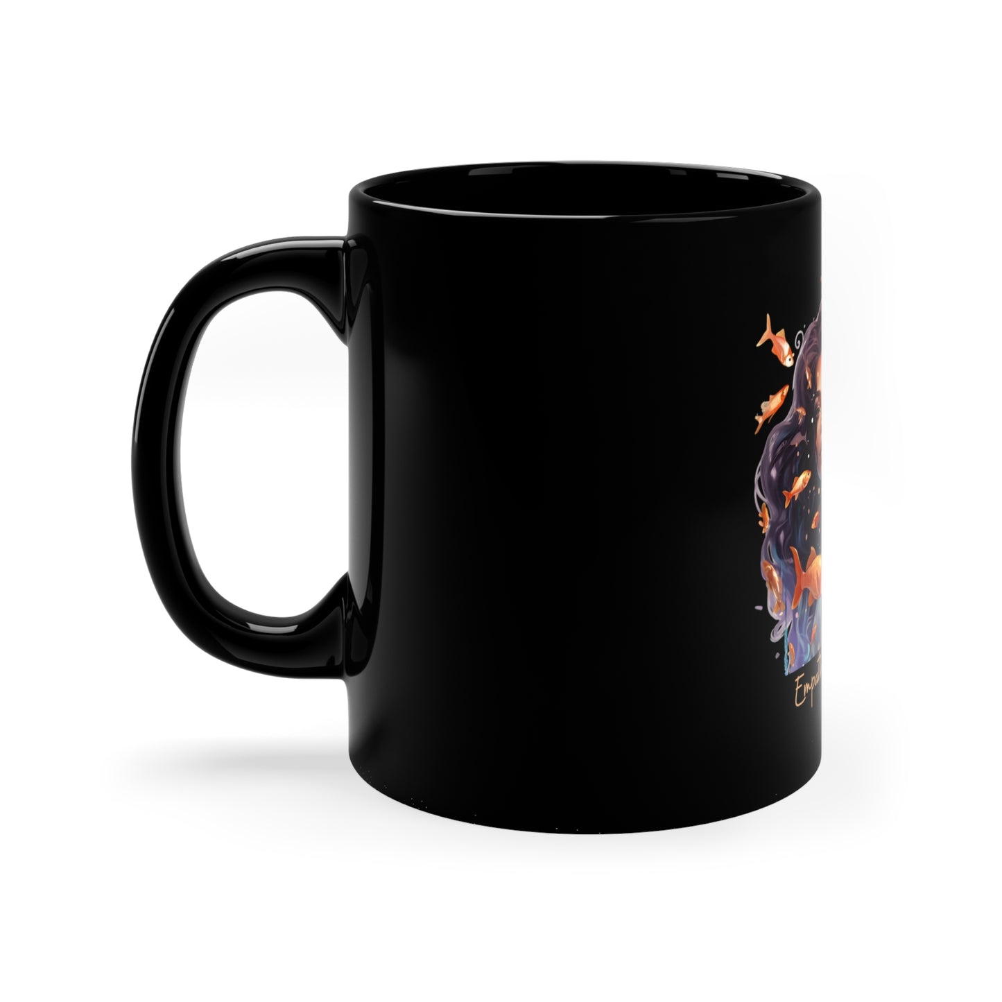 Empathetic Pisces, Joyous Life Journals, 11oz Black Coffee Mug