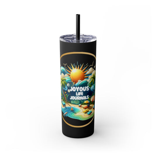 Ocean Bliss Skinny Tumbler with Straw, 20oz, Joyous Life Journals