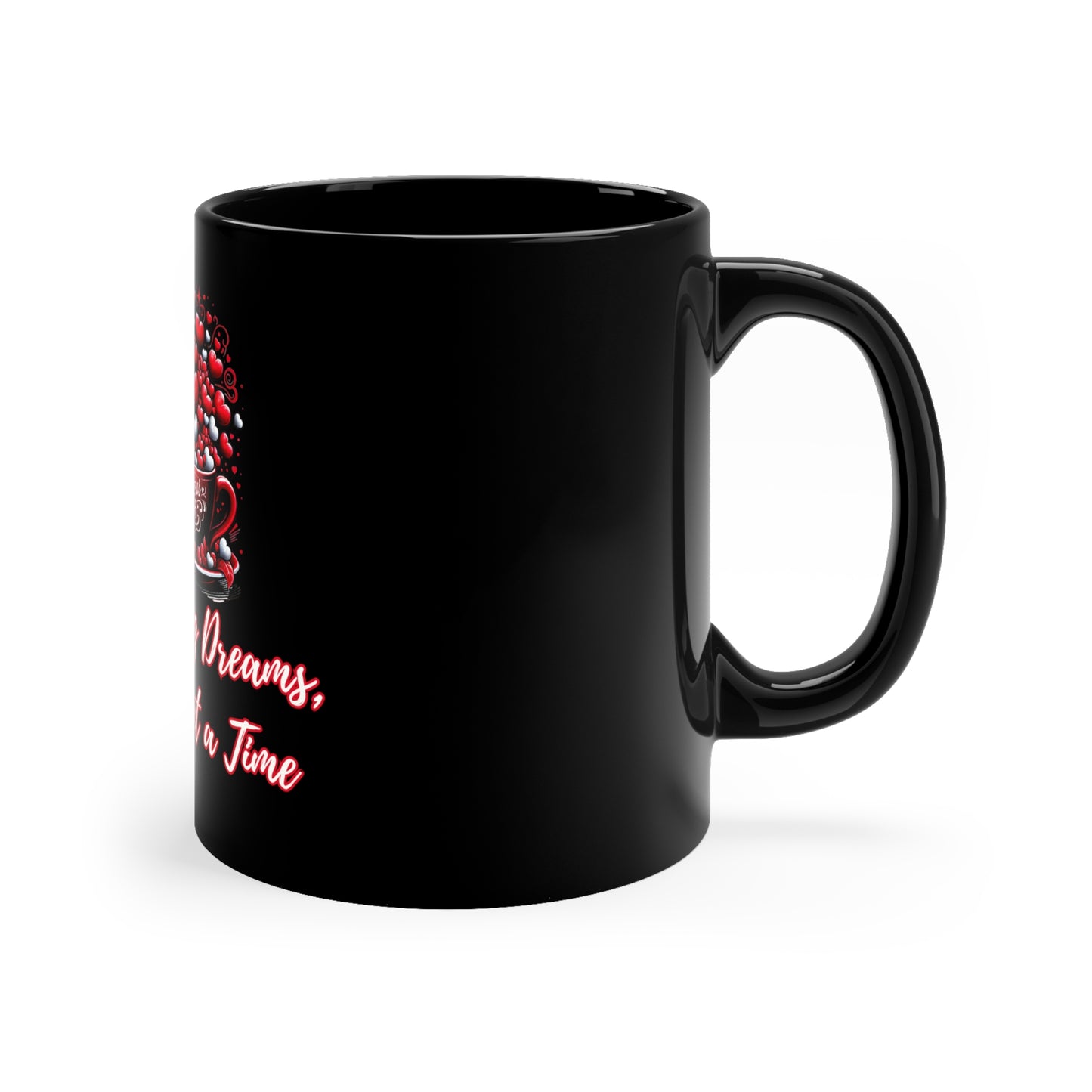 Manifesting Dreams, One Sip at a Time - Inspirational Black Ceramic Mug, Joyous Life Journals