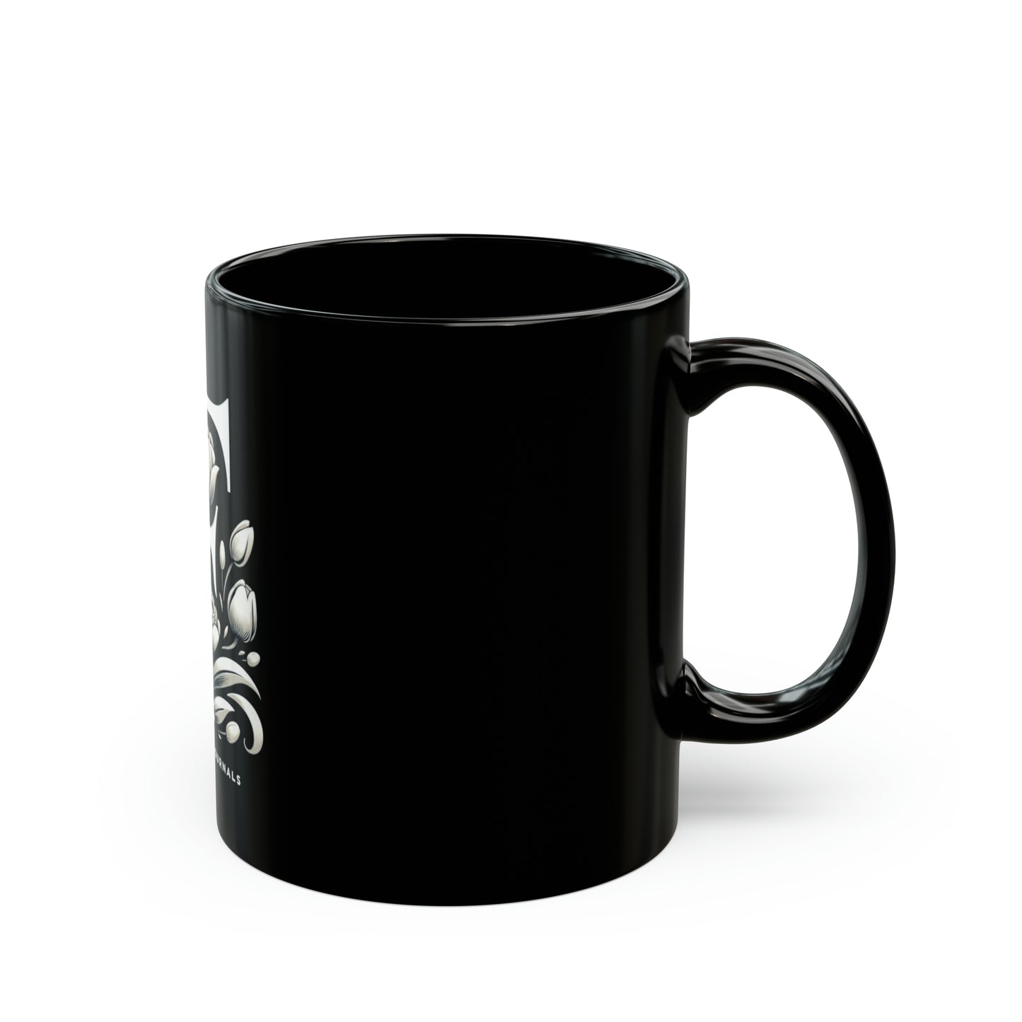 Fluid Finesse: Classic 'F' Black Coffee Mug, Joyous Life Journals