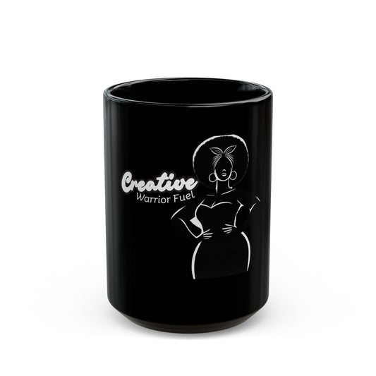 Creative Warrior Fuel Black Mug - 15oz Coffee Cup for Empowerment