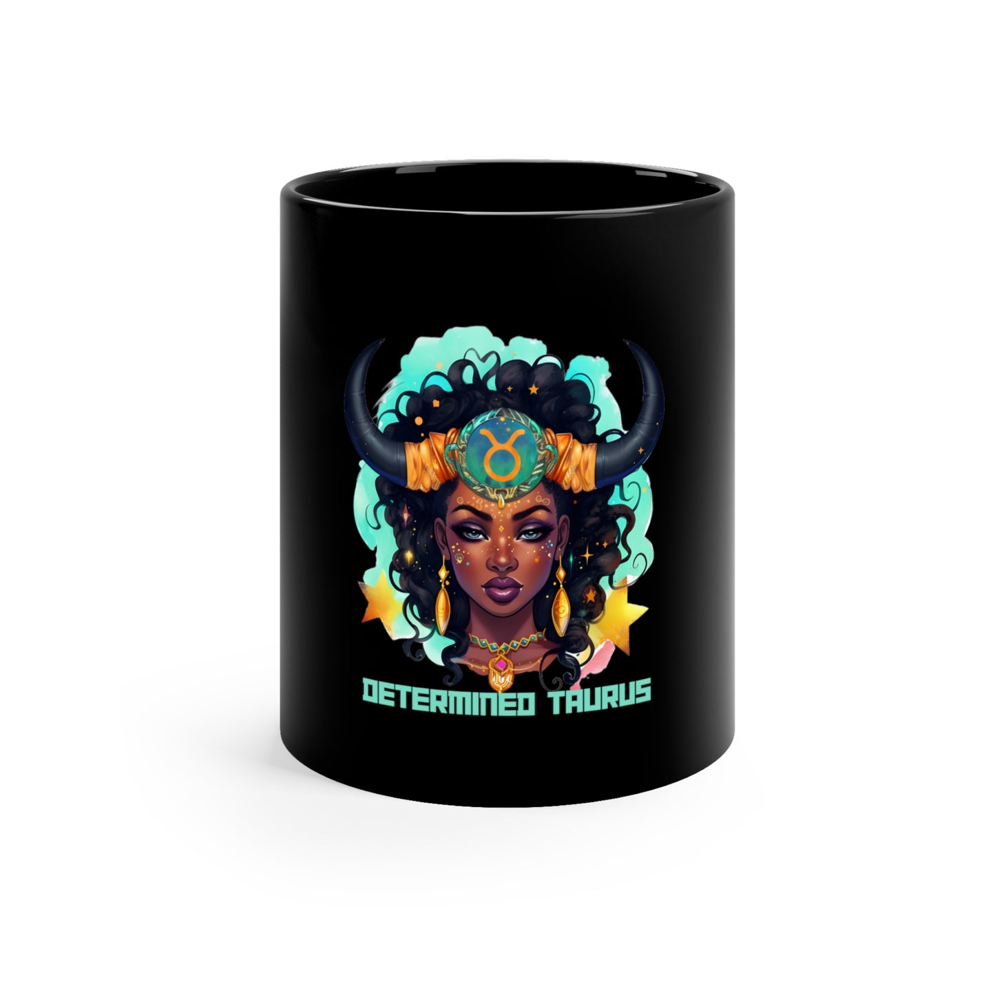 Determined Taurus, Joyous Life Journals, 11oz Black Coffee Mug