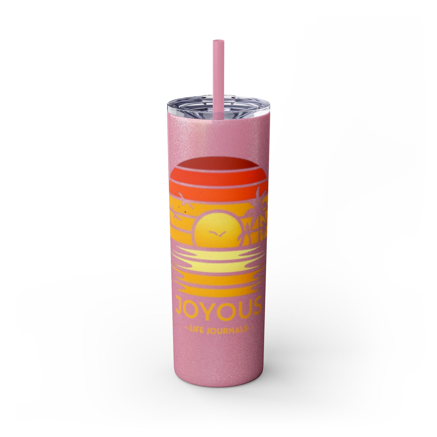 Sunset Glow Skinny Tumbler with Straw, 20oz, Joyous Life Journals