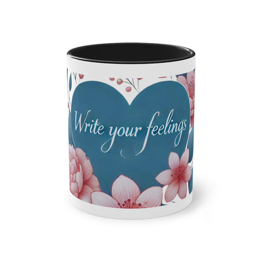 Write Your Feelings Black and White Coffee Mug, Joyous Life Journals