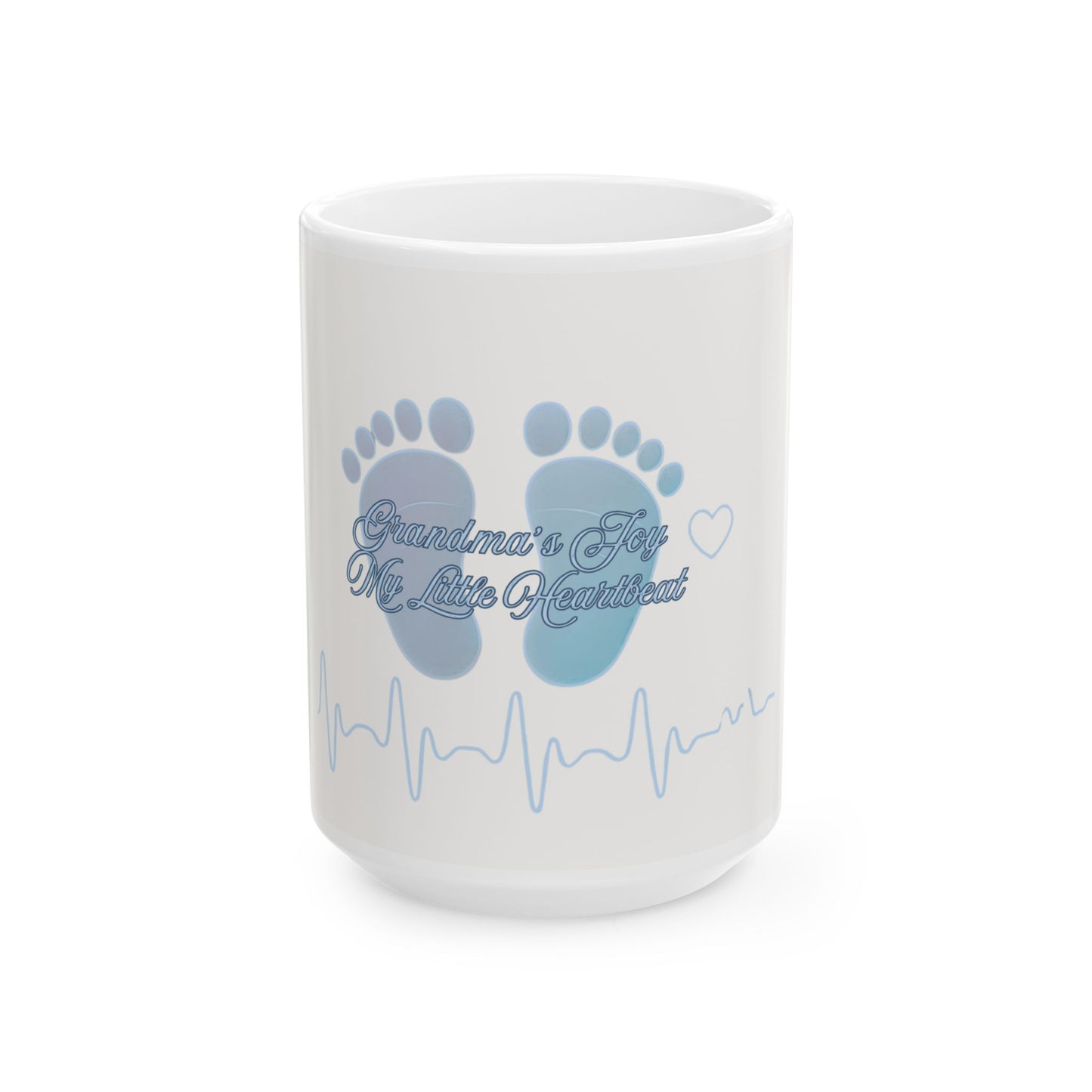 Mug - Grandma's Joy My Little Heartbeat Blue Ceramic 11oz/15oz