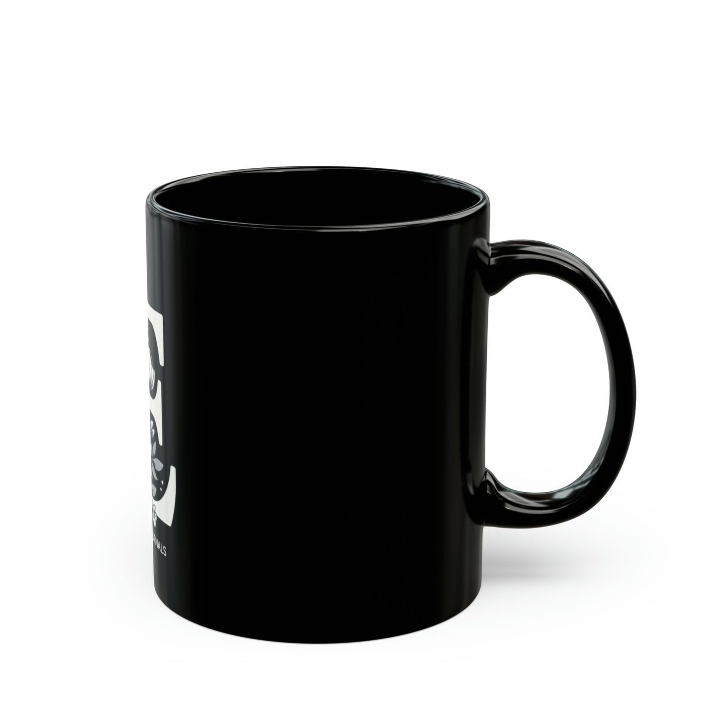 Espresso Elegance: Classic 'E' Black Coffee Mug, Joyous Life Journals