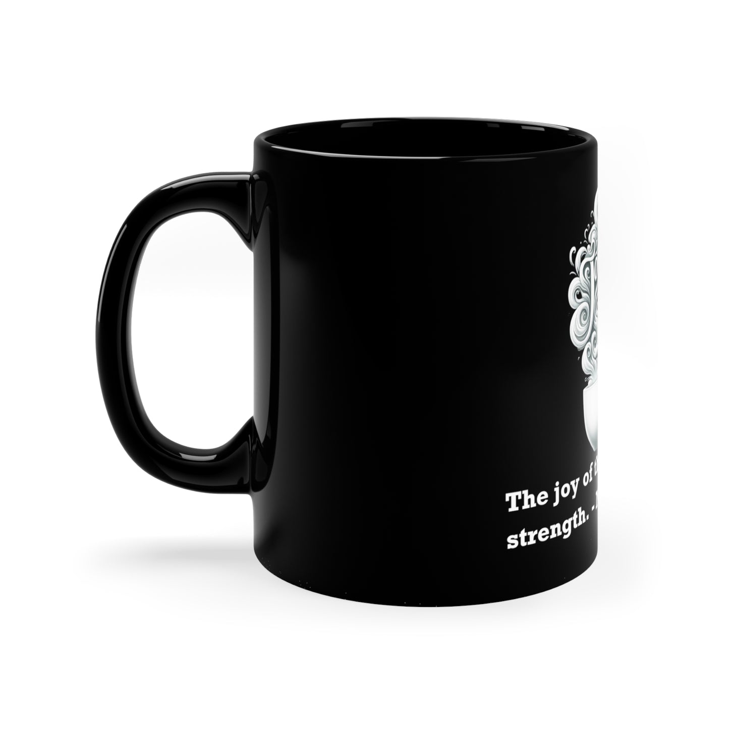 Nehemiah 8:10 Joy Mug: Strength in Joy, 11oz Black Ceramic, Joyous Life Journals