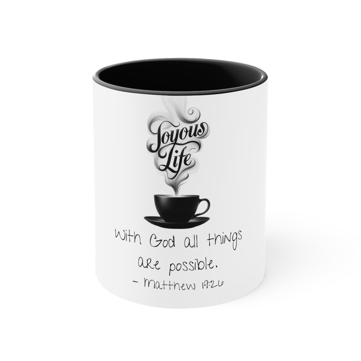 Divine Inspirations: Matthew 19:26 Accent Coffee Mug, Joyous Life Journals