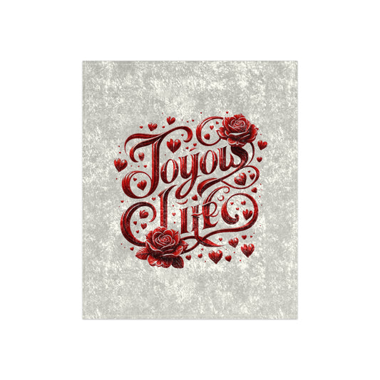 Joyous Life Crushed Velvet Blanket - Red Roses & Hearts