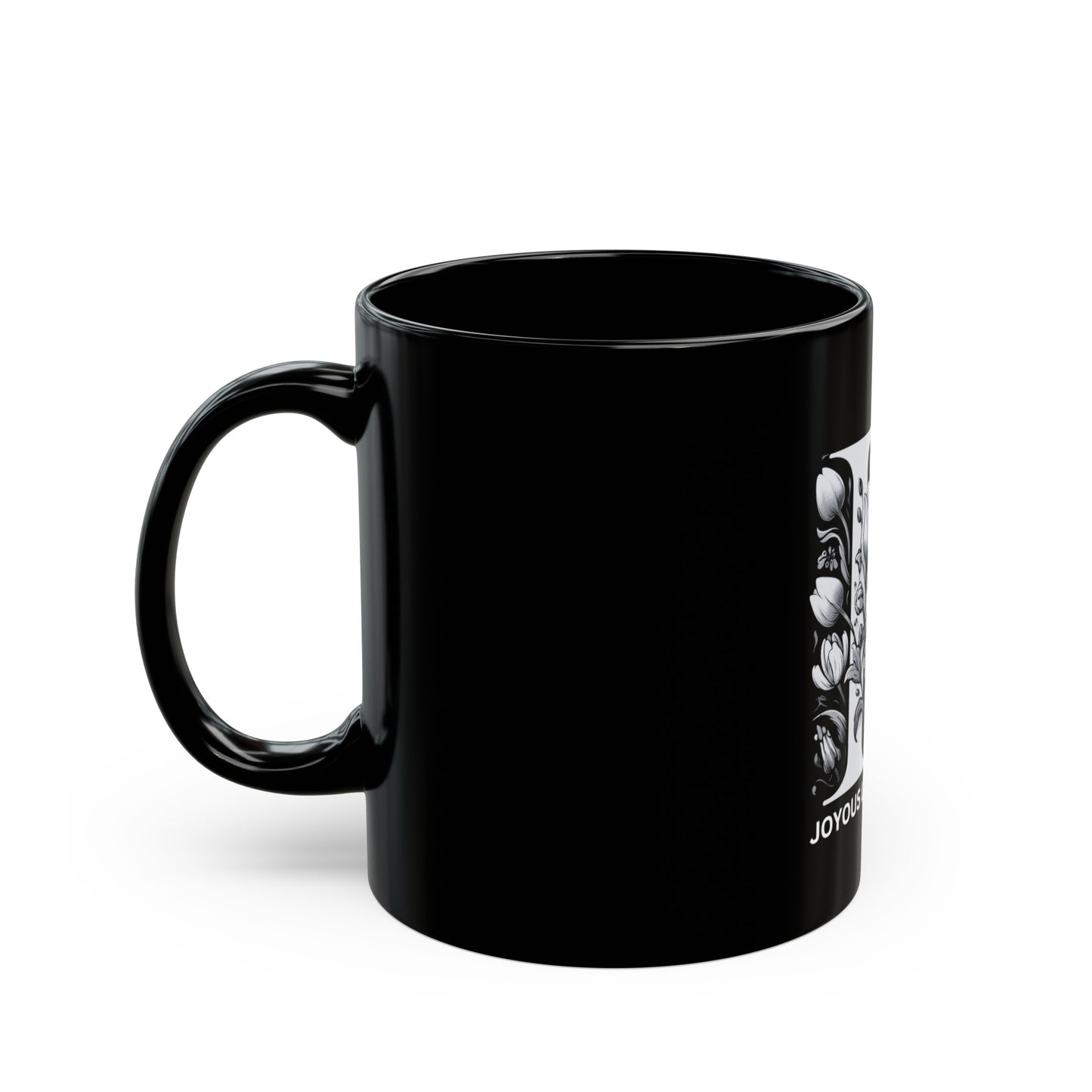 Radiant Ritual: Monogram R 11oz Black Coffee Mug, Joyous Life Journals