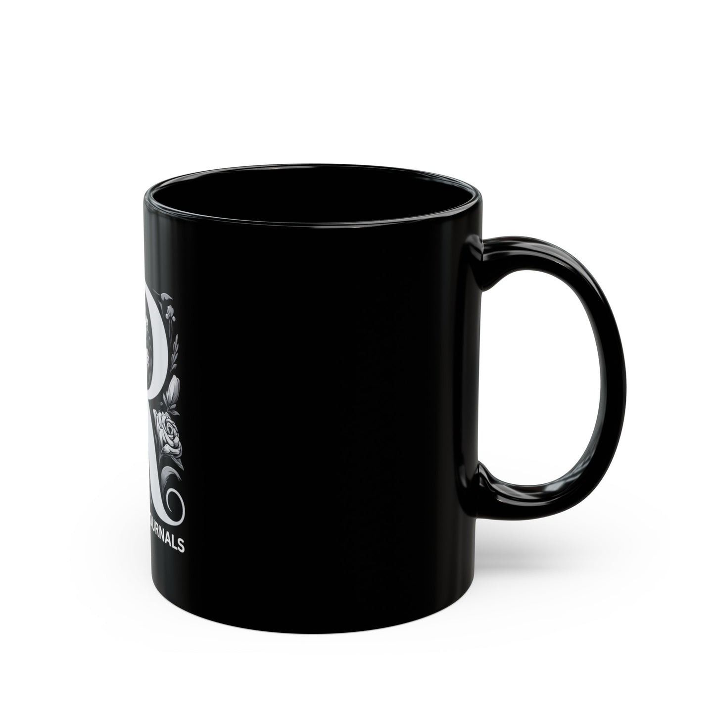 Radiant Ritual: Monogram R 11oz Black Coffee Mug, Joyous Life Journals