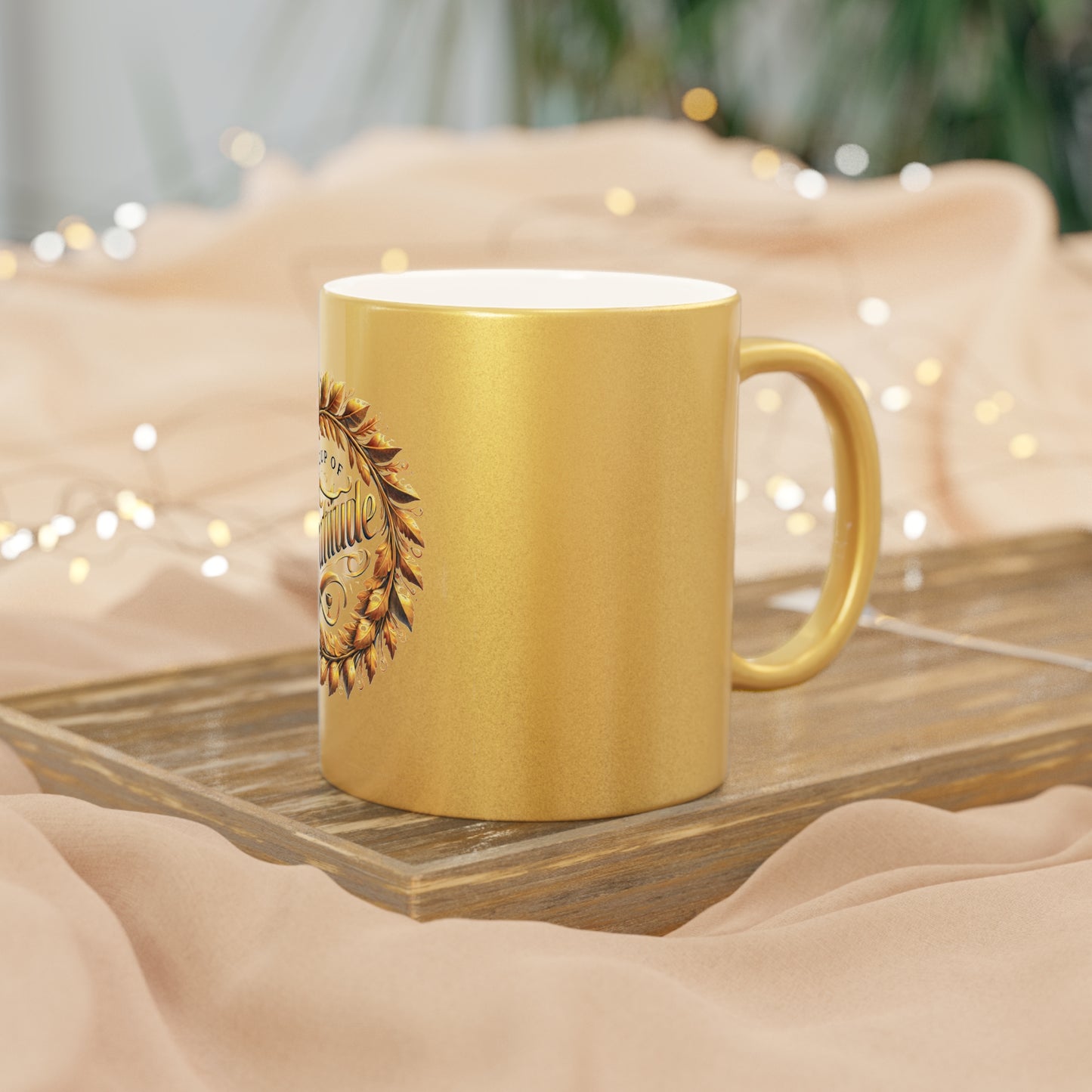 Cup of Gratitude Mug Metallic Mug (Gold), Joyous Life Journals