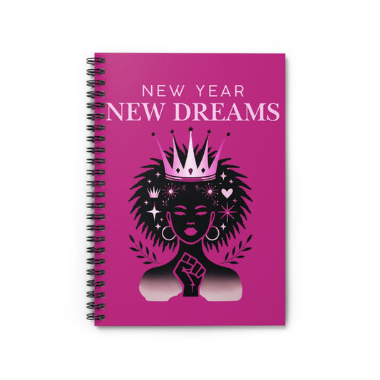 New Year, New Dreams Spiral Notebook - Ruled Line Hot Pink, Joyous Life Journals