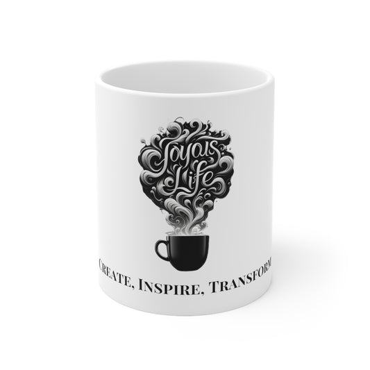 Create, Inspire, Transform - Empowering Ceramic Mug 11oz, Joyous Life Journals