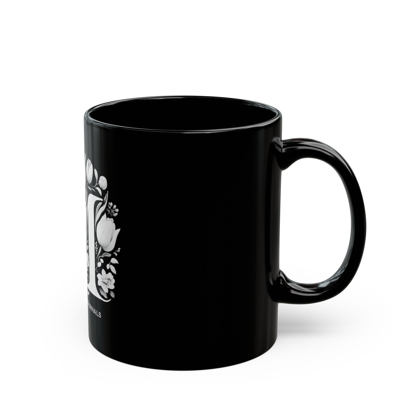 Mystique M: Monogram M 11oz Black Coffee Mug, Joyous Life Journals