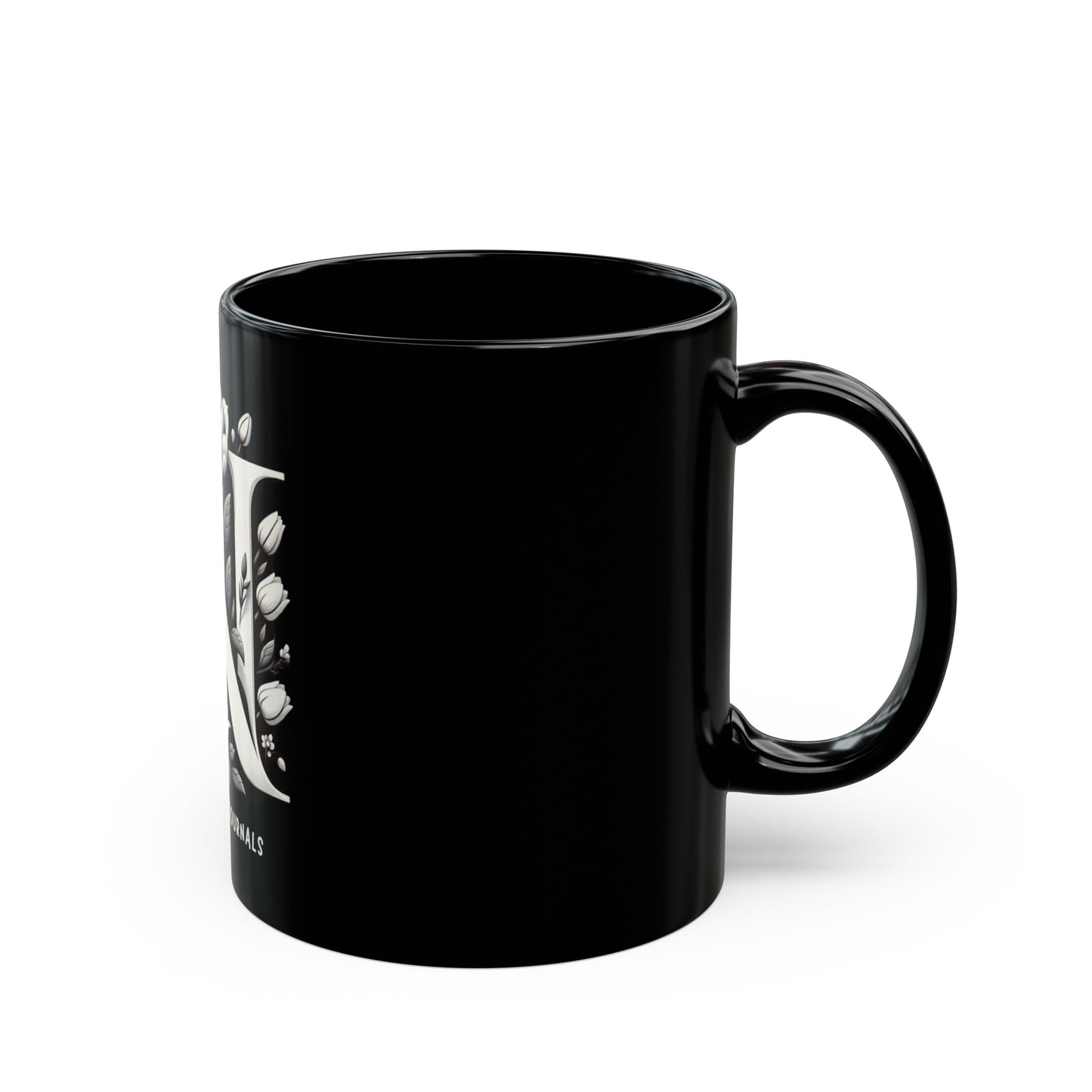 Nectar of N: Monogram N 11oz Black Coffee Mug, Joyous Life Journals